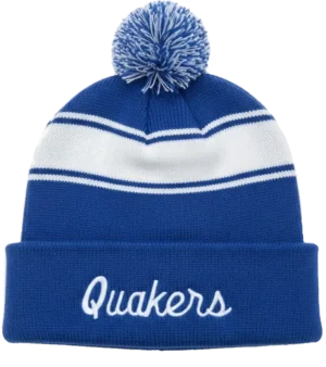 Sport-Tek Strip Pom Pom Beanie with embroidered "Quakers"