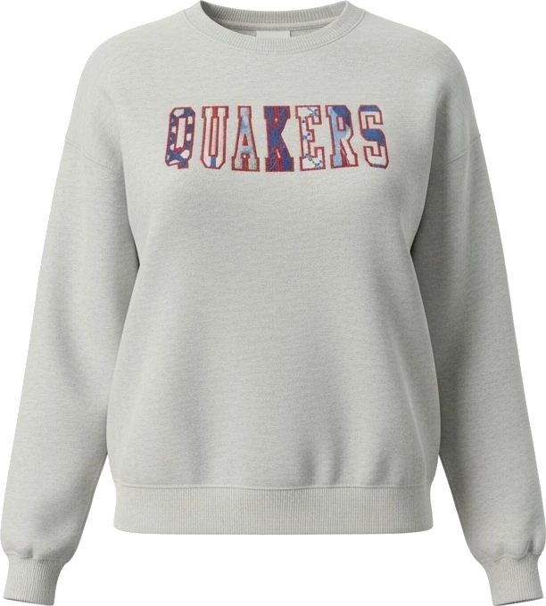 Independent Trading Co Women's California Wave Wash Sunday Crewneck Sweatshirt with Embroidered & Sublimated QUAKERS